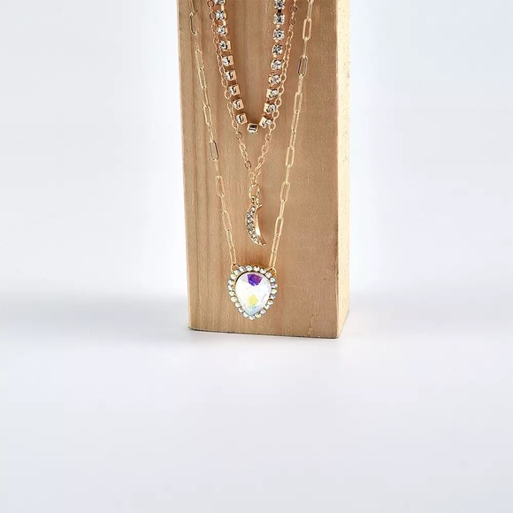 3/$25⚡️cz moon & teardrop layered choker necklace - Picture 5 of 9